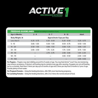 Active Level 1 feeding guidelines chart